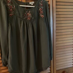 Mason & Belle Scoop Neck Olive Blouse